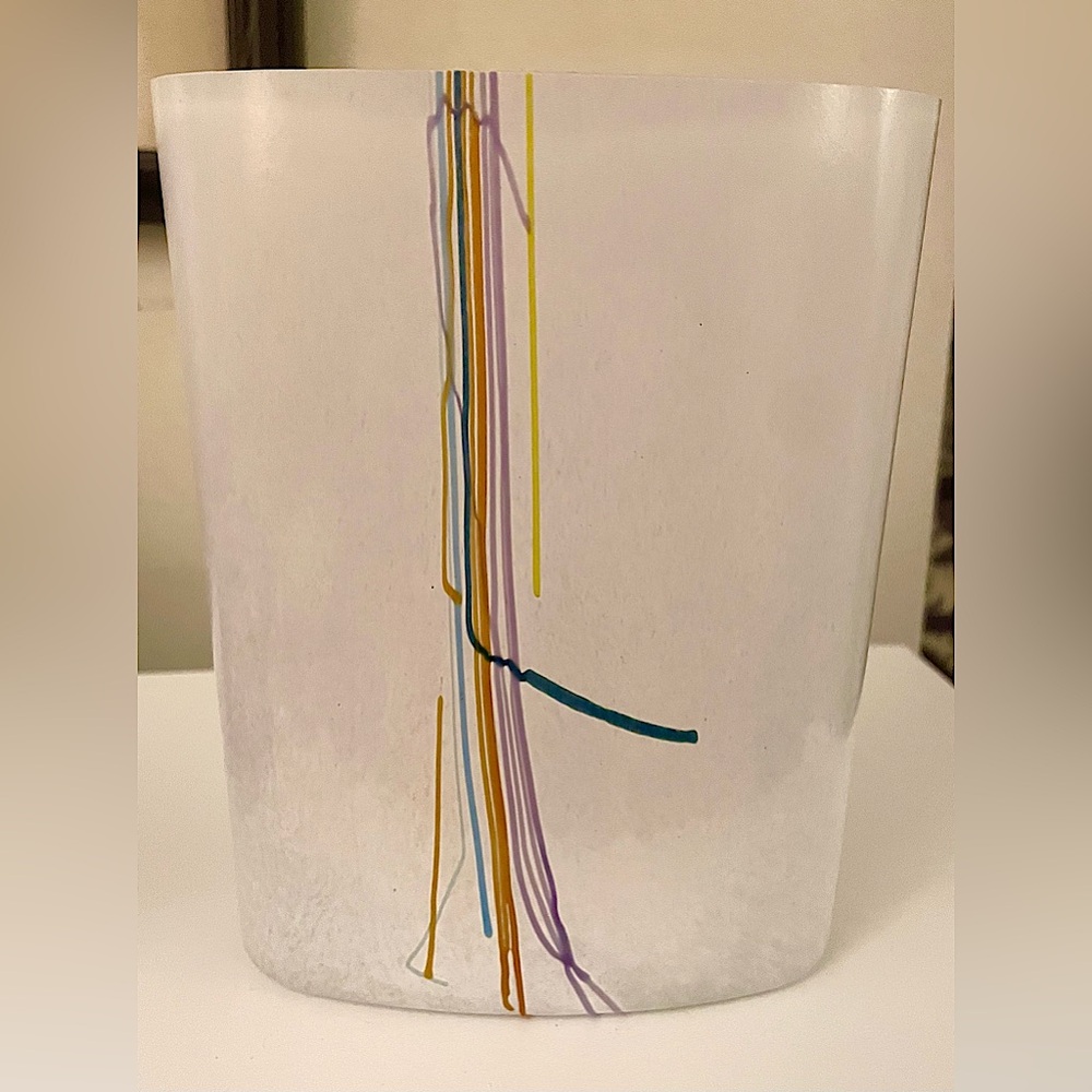 Kosta Boda Sweden Rainbow Oval Art Glass Vase signed by Artist Bertil Vallien
